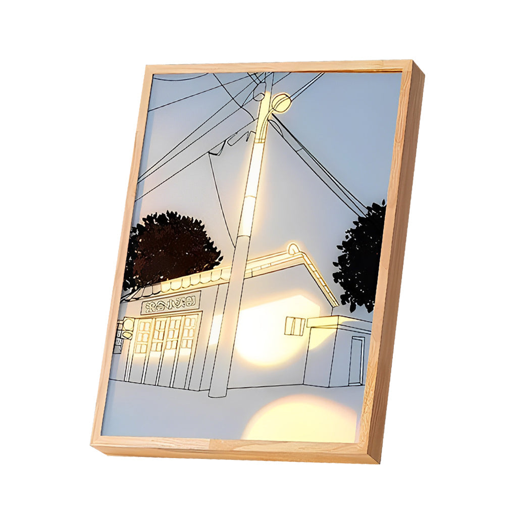 Wooden Frame Touch Control Dimmable LED Night Light