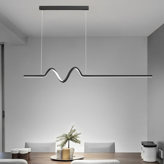 Creative Minimalist Wavy Stepless Dimming Nordic Chandelier with LED Strip