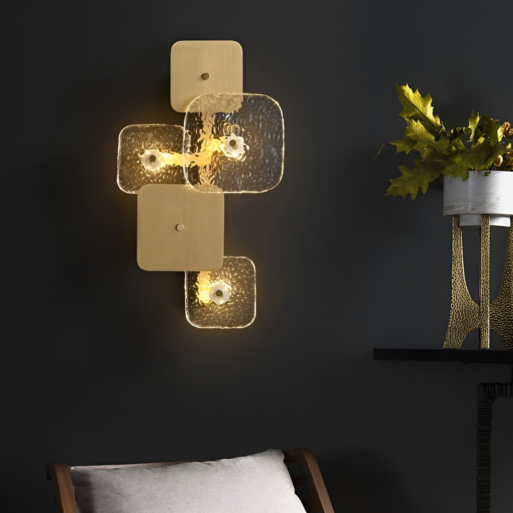 Creative Rounded Square Glass Copper LED Modern Wall Sconce
