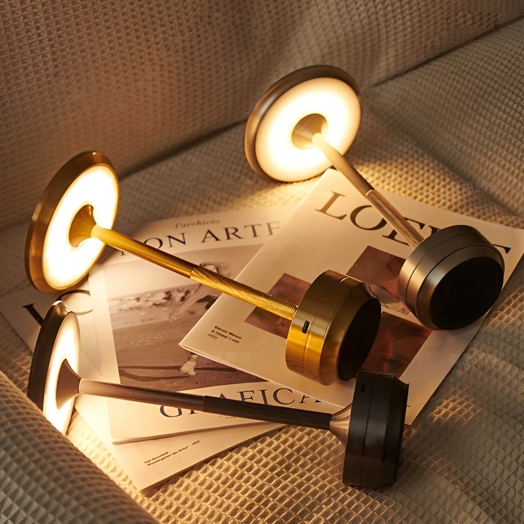 Plated Metal Slender UFO Alien Cordless Table Lamp