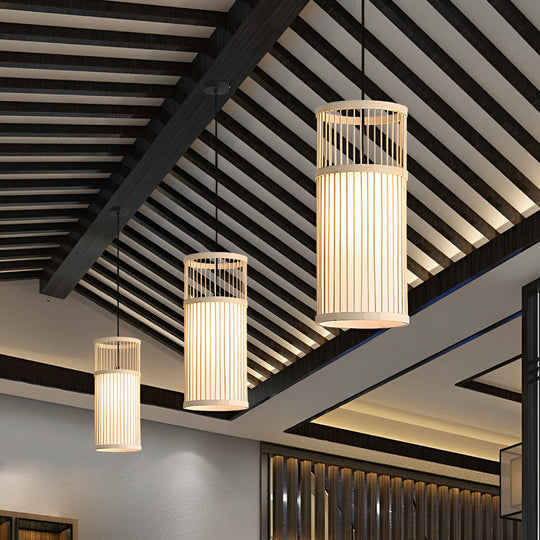Creative Minimalist Bamboo Hand Woven LED Pendant Light