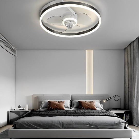 Round Modern Bladeless LED Ceiling Fan Lamp with Remote Control