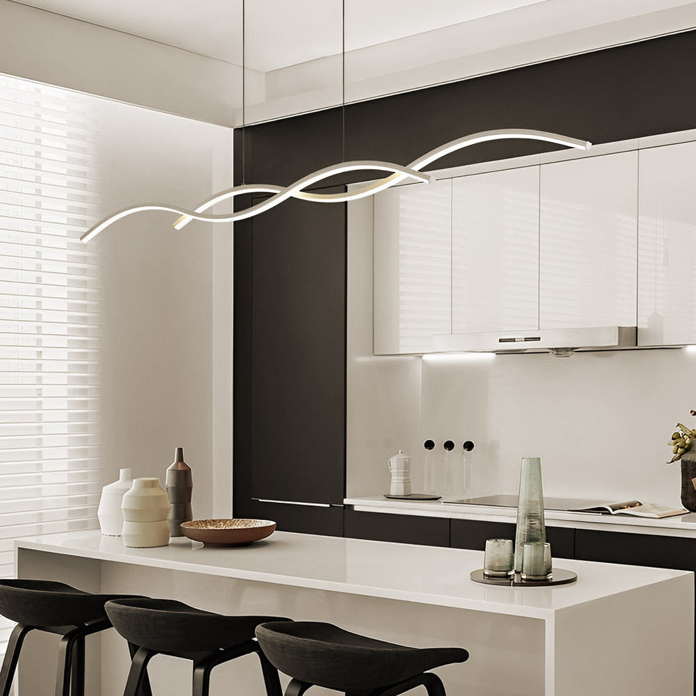 Wavy Lines Minimalist LED Nordic Dining Room Chandelier Hanging Lamp