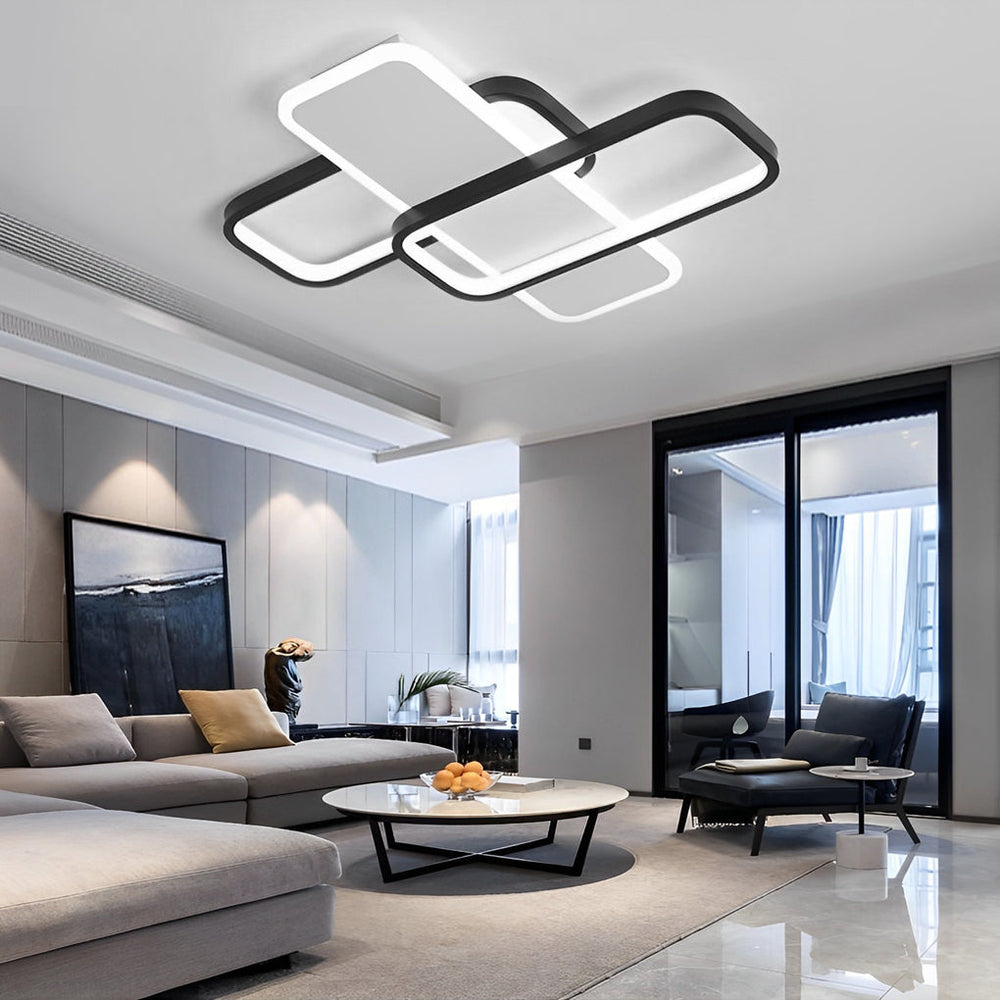 Square Overlapping Stepless Dimming LED Nordic Ceiling Light Chandelier
