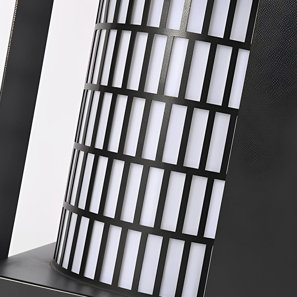 Four-Panel Cylinder Lantern LED Outdoor Light with Lattice Pattern