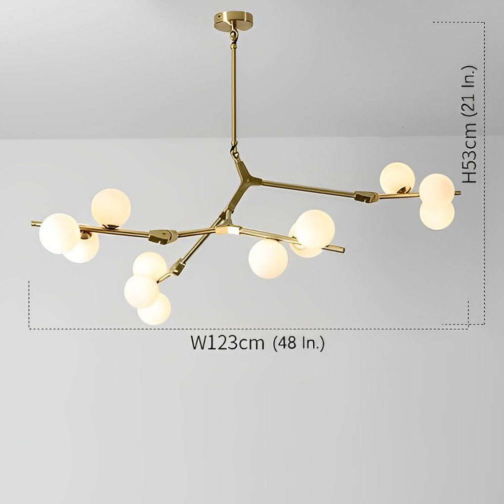 Nordic Style Modern Minimalist Cluster Metal Glass Chandelier – Black & Gold