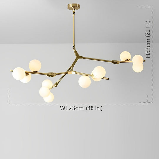 Nordic Style Modern Minimalist Cluster Metal Glass Chandelier – Black & Gold