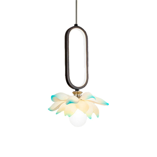 Creative Lotus Flowers Luminous Copper Oval Ring LED Modern Pendant Light
