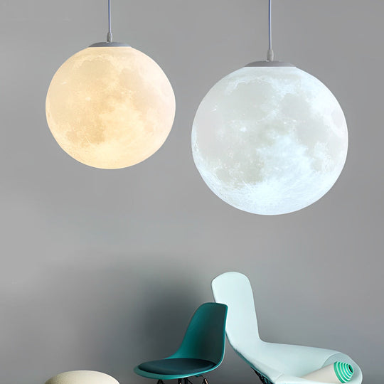 Round Moon Lunar 3D Creativity White Pendant Lamp