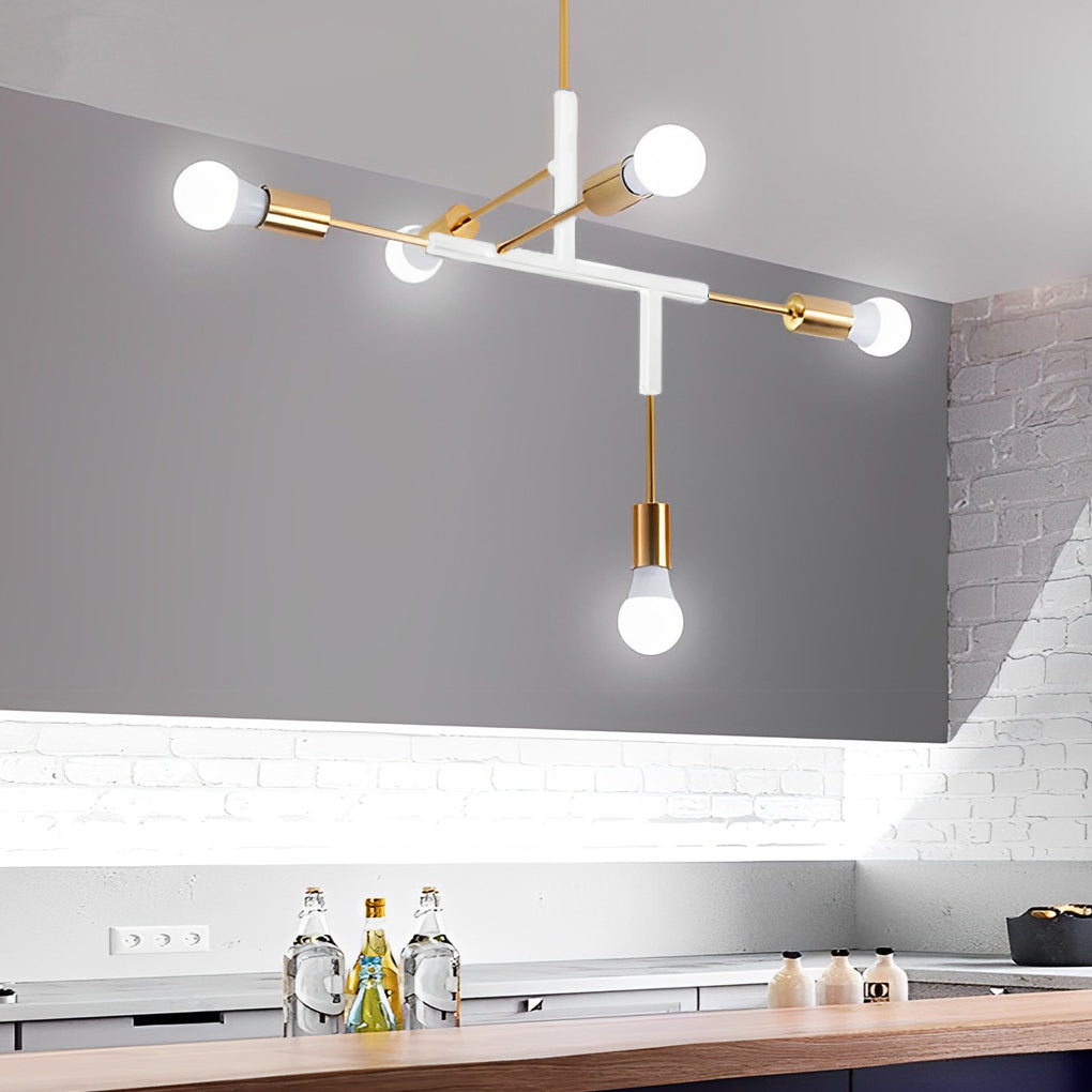 5 Lights LED Creative Branch Electroplated Iron Modern Chandelier Ceiling Light