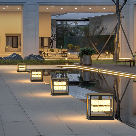Square LED Waterproof Modern Solar Deck Post Light