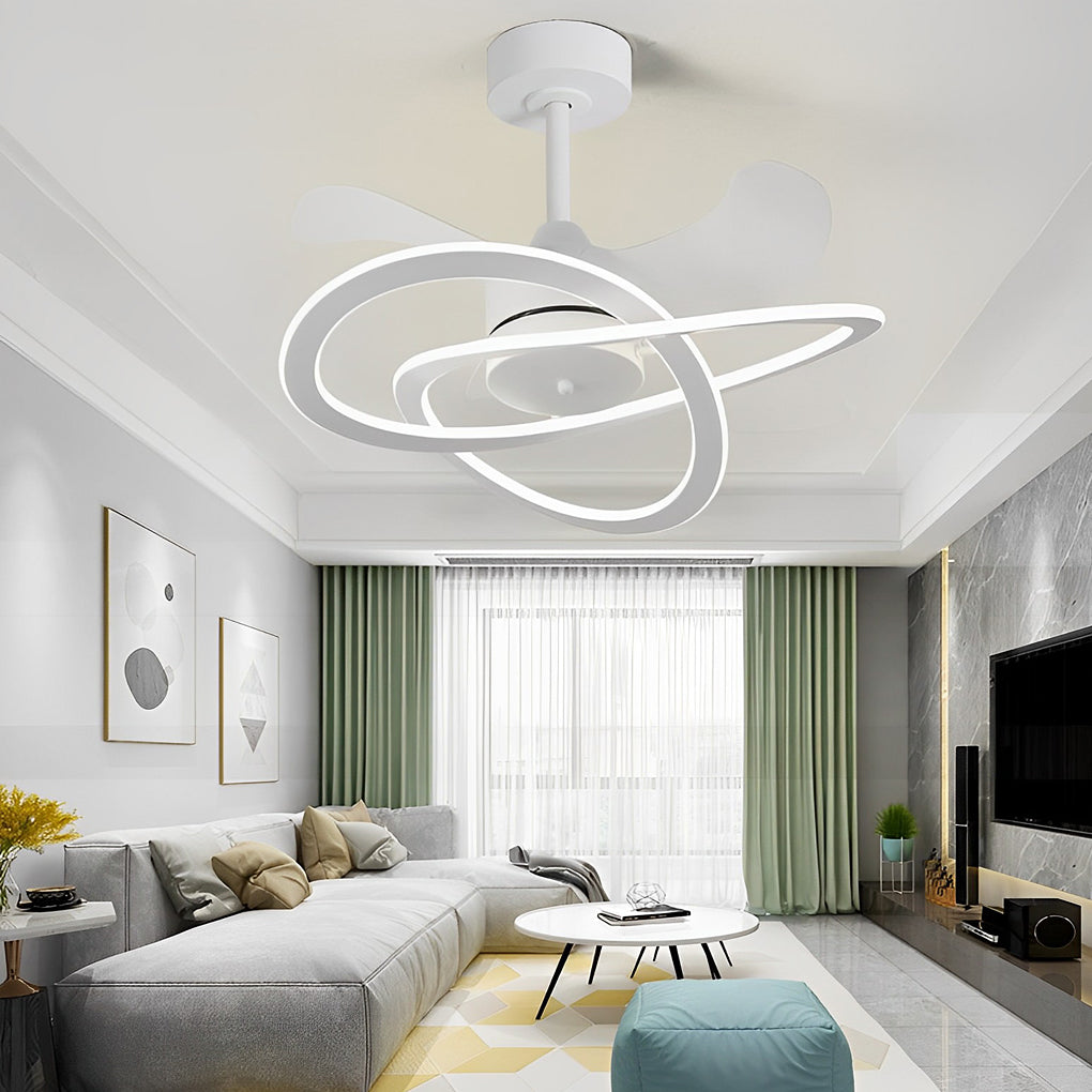 Waves Flower LED Bladeless Ceiling Fan Light with Timer