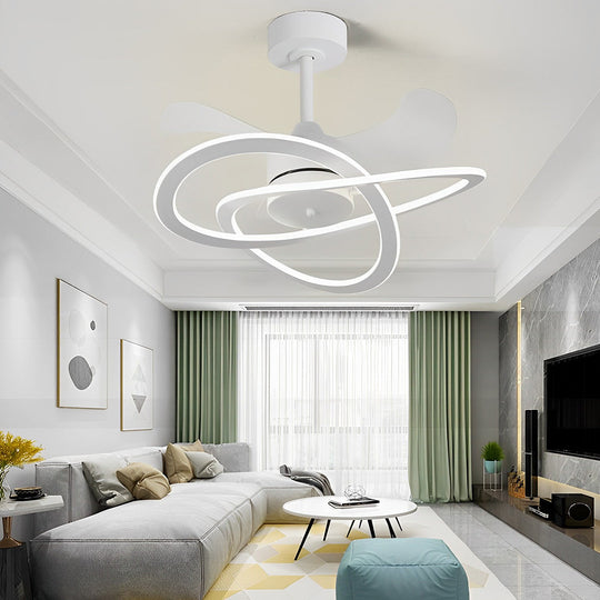 Waves Flower LED Bladeless Ceiling Fan Light with Timer