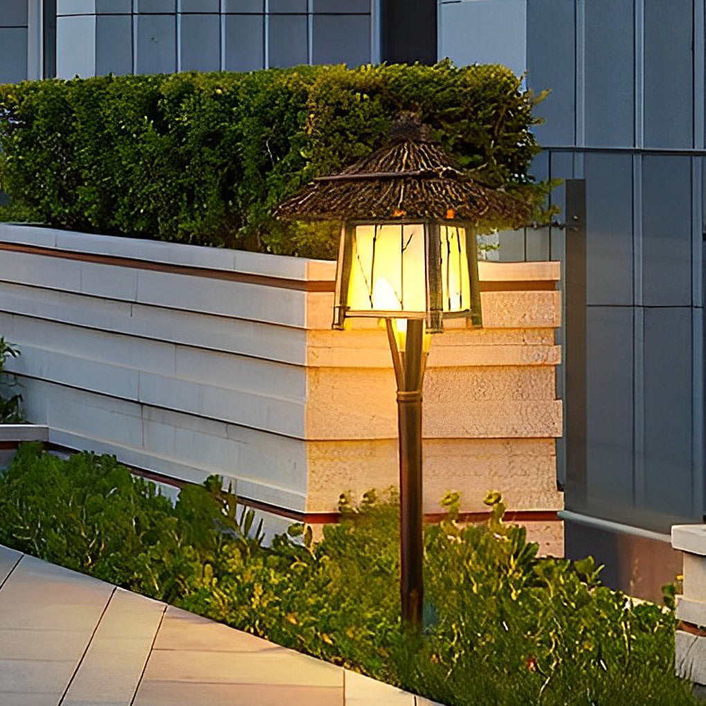 Branch Pattern Bamboo Style Lantern Versatile Outdoor Hanging and Post Light
