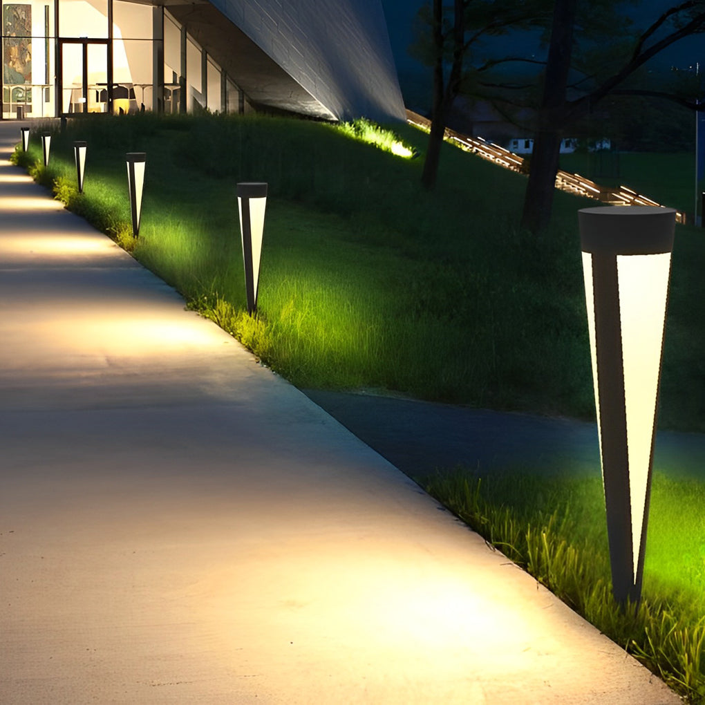 Round Gray Solar LED Outdoor Lawn Light