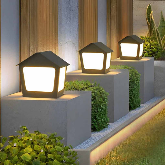 Cottage Shaped LED Waterproof Solar Fence Post Light
