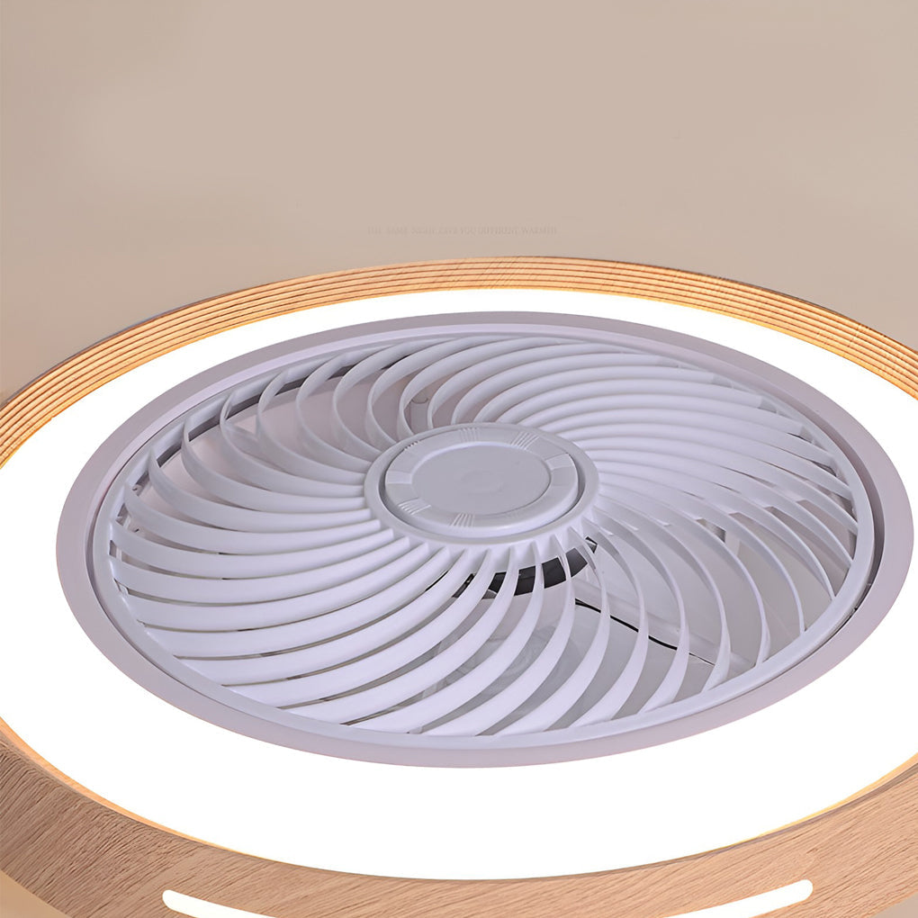 Round Ultra-thin Mute LED Nordic Bladeless Ceiling Fan Light