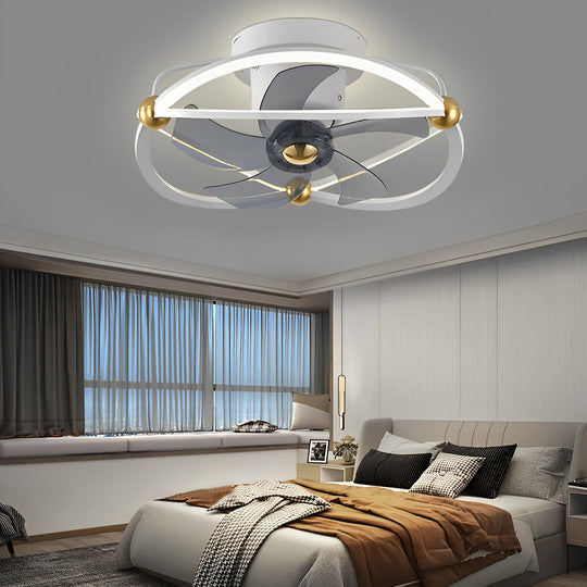 Smart Bladeless Ceiling Fan with Stepless Dimming LED and Remote Control
