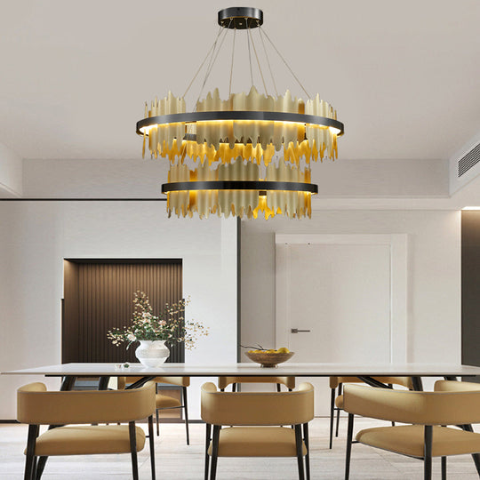 Creative Metal Circular Stepless Dimming LED Post Modern Chandelier