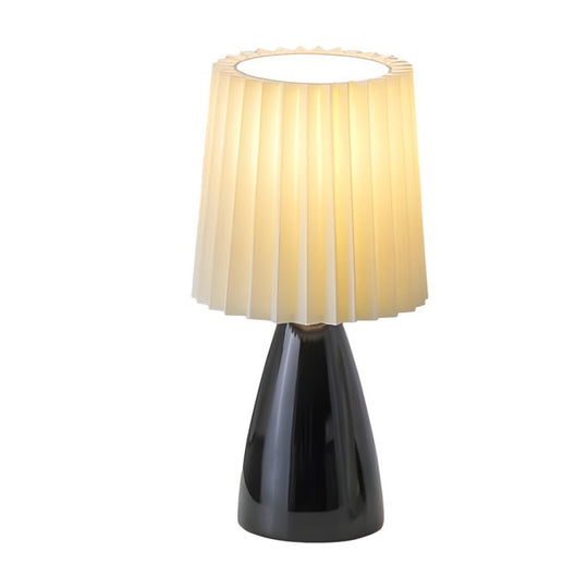 12 Inch Pleated-Shade Glass Dimmable Table Lamp