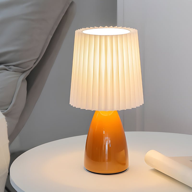 12 Inch Pleated-Shade Glass Dimmable Table Lamp