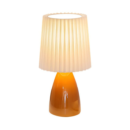12 Inch Pleated-Shade Glass Dimmable Table Lamp