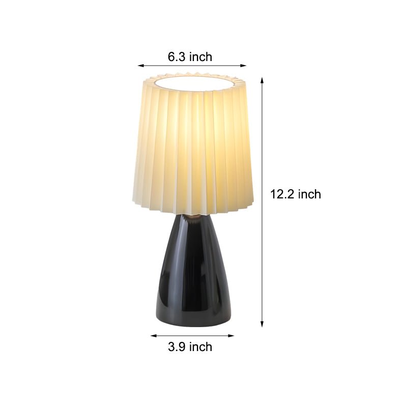 12 Inch Pleated-Shade Glass Dimmable Table Lamp