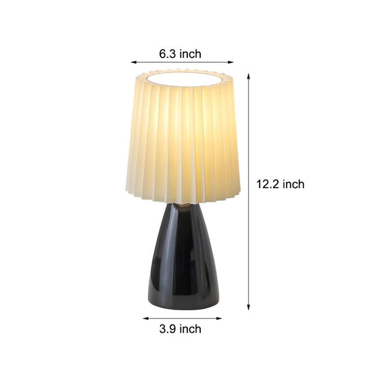 12 Inch Pleated-Shade Glass Dimmable Table Lamp