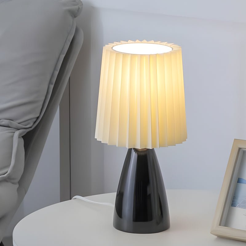 12 Inch Pleated-Shade Glass Dimmable Table Lamp