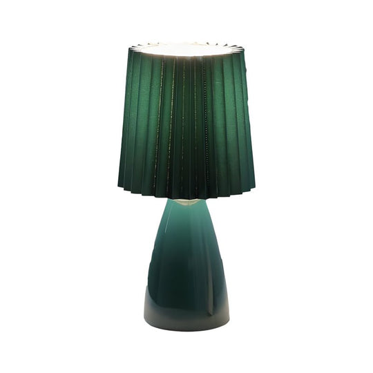 12 Inch Pleated-Shade Glass Dimmable Table Lamp