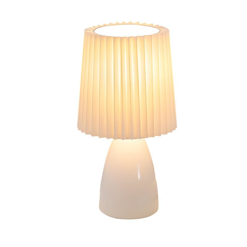 12 Inch Pleated-Shade Glass Dimmable Table Lamp