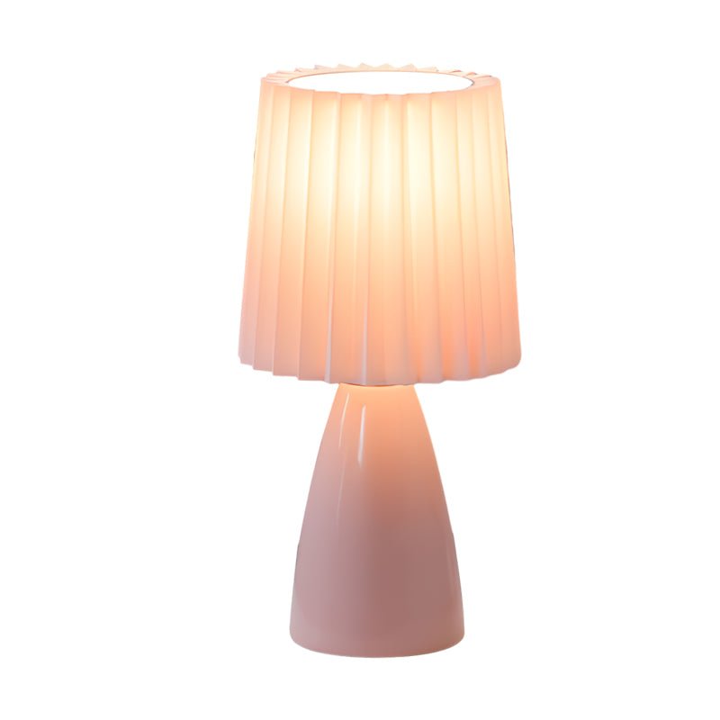 12 Inch Pleated-Shade Glass Dimmable Table Lamp