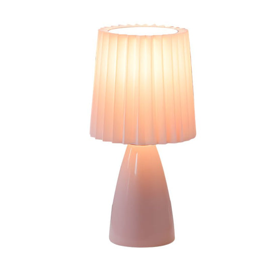 12 Inch Pleated-Shade Glass Dimmable Table Lamp