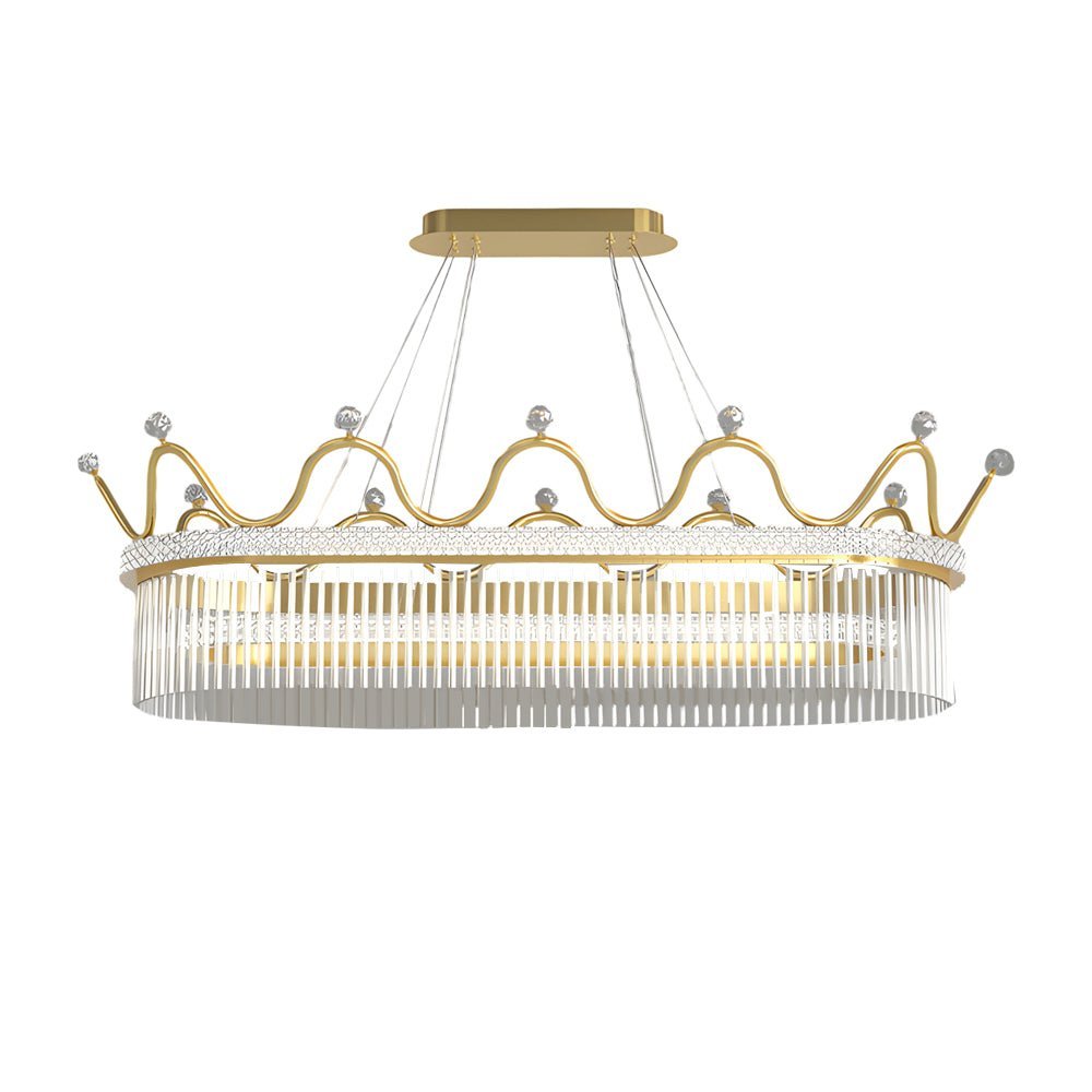 Oval Crystal Crown Chandelier with 1/2 Layer Options