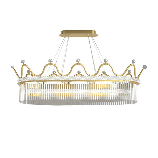 Oval Crystal Crown Chandelier with 1/2 Layer Options