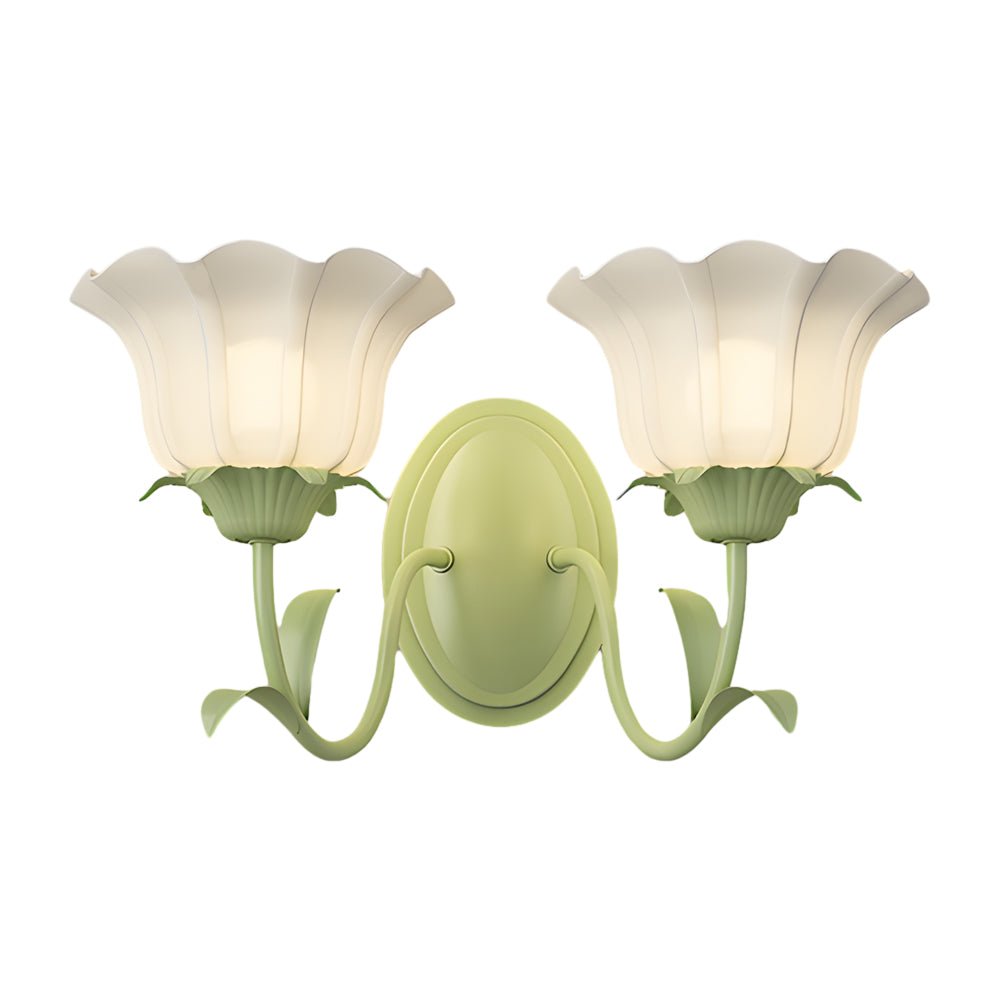 1/2 Lights Flowers Glass Three Step Dimming Green Modern Wall Lights