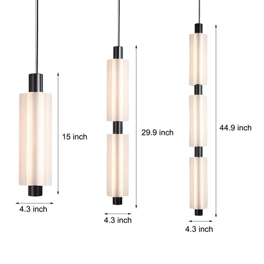Modern Acrylic Cylinder Pendant Light – 1/2/3 Heads