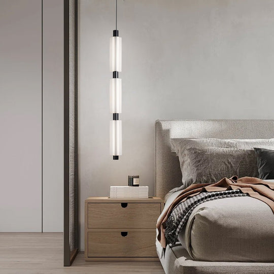 Modern Acrylic Cylinder Pendant Light – 1/2/3 Heads