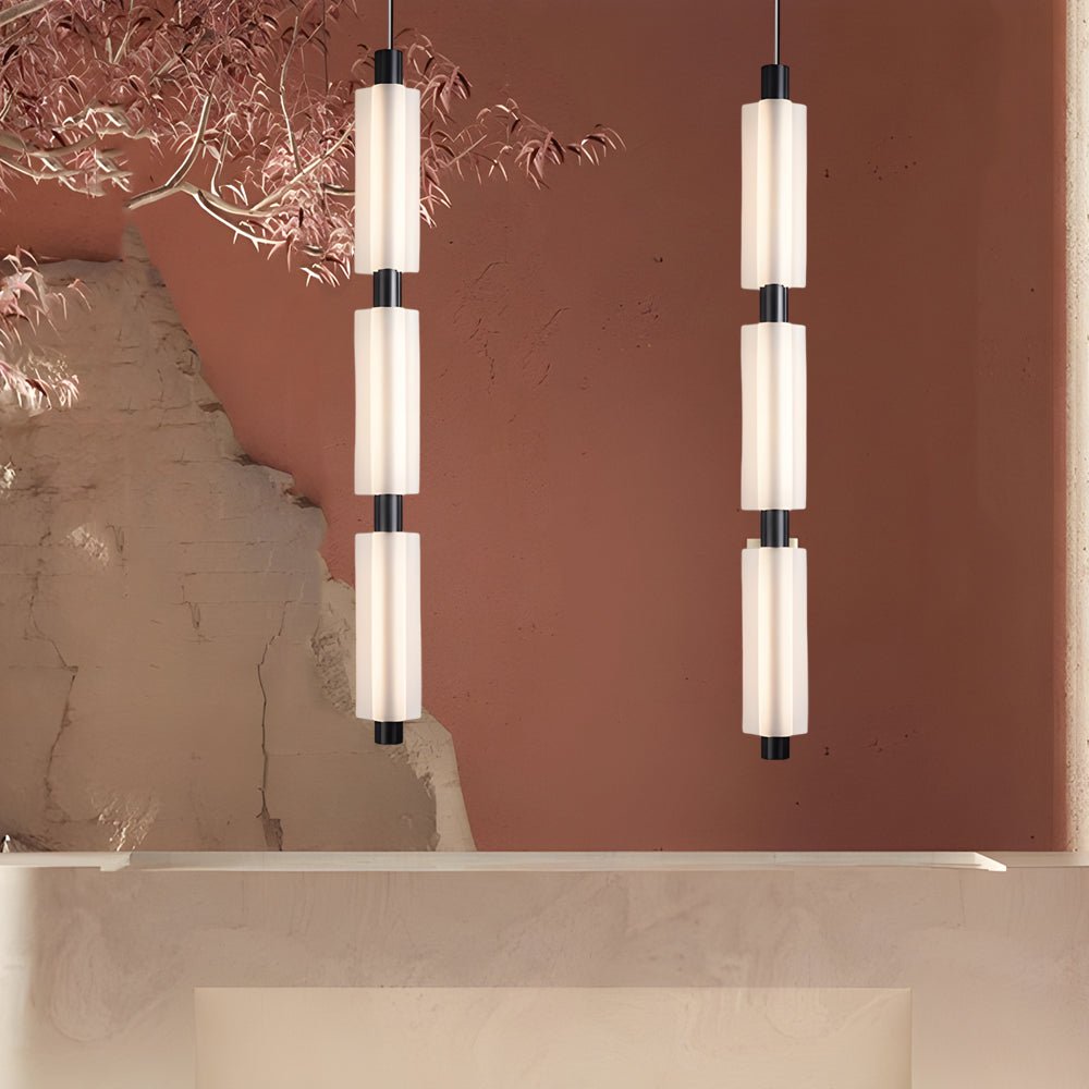 Modern Acrylic Cylinder Pendant Light – 1/2/3 Heads