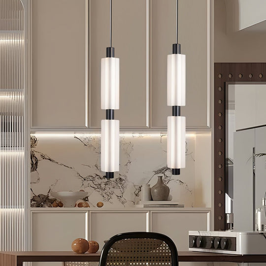Modern Acrylic Cylinder Pendant Light – 1/2/3 Heads