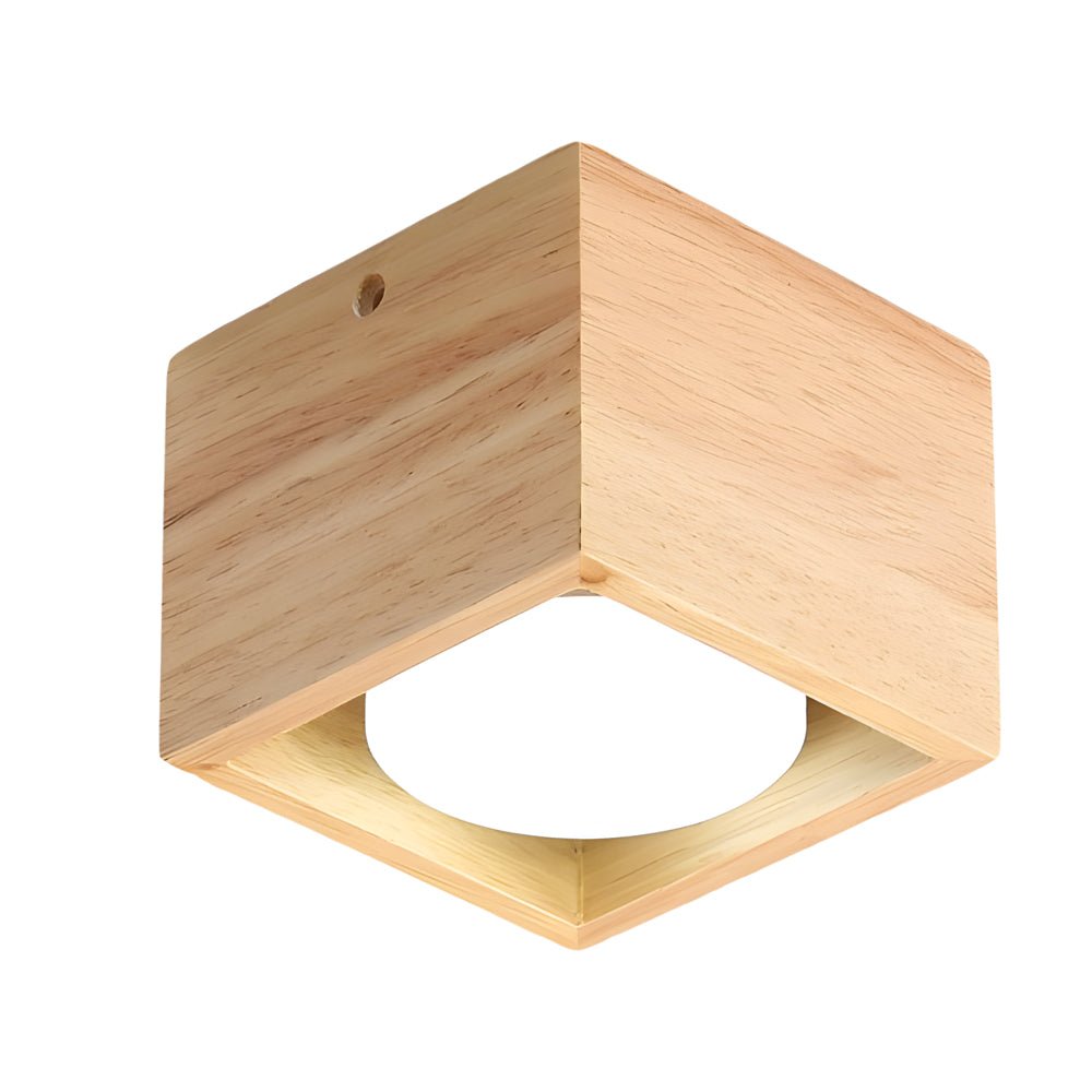 Square Wood Cube Spotlight LED Flush Mount Light (1/2/4-Light)