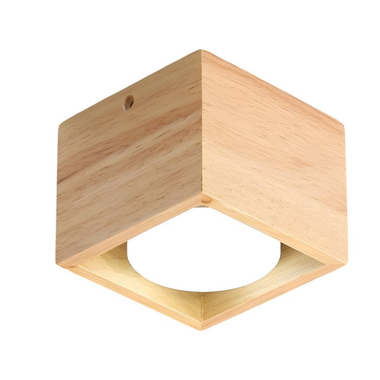 Square Wood Cube Spotlight LED Flush Mount Light (1/2/4-Light)