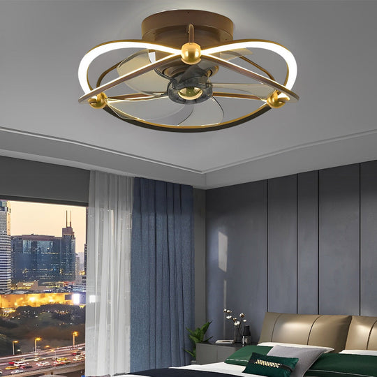 Smart Bladeless Ceiling Fan with Stepless Dimming LED and Remote Control