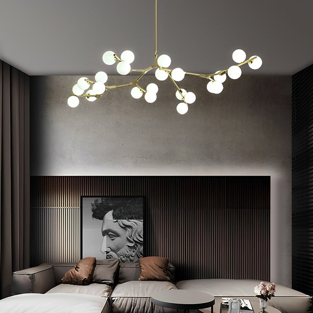 Nordic Style Modern Minimalist Cluster Metal Glass Chandelier – Black & Gold