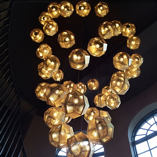 Geometric Round – Electroplated Metal Postmodern Pendant Light Chandelier