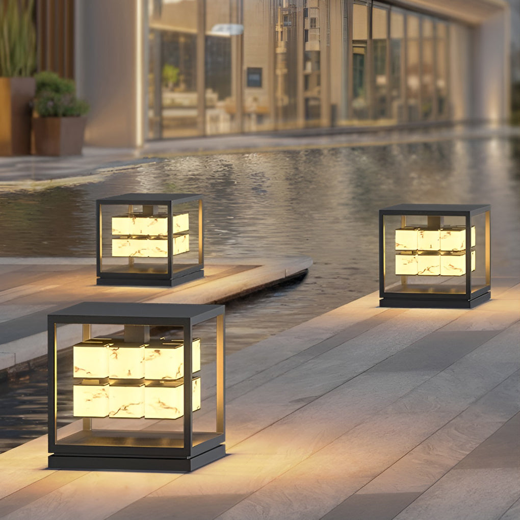 Square LED Waterproof Modern Solar Deck Post Light