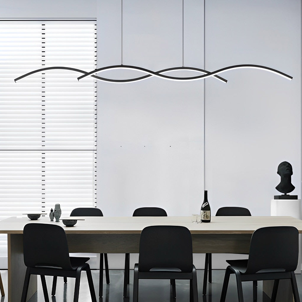 Wavy Lines Minimalist LED Nordic Dining Room Chandelier Hanging Lamp