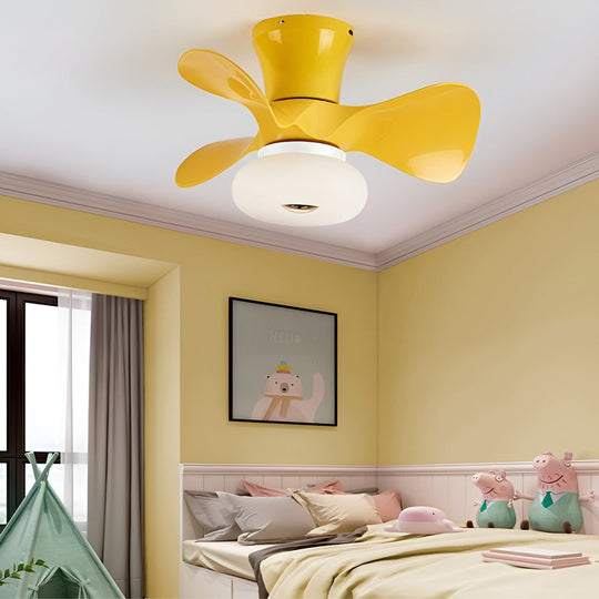 Macaron Color 3-Step Dimming LED Nordic Inverter Ceiling Fan Light