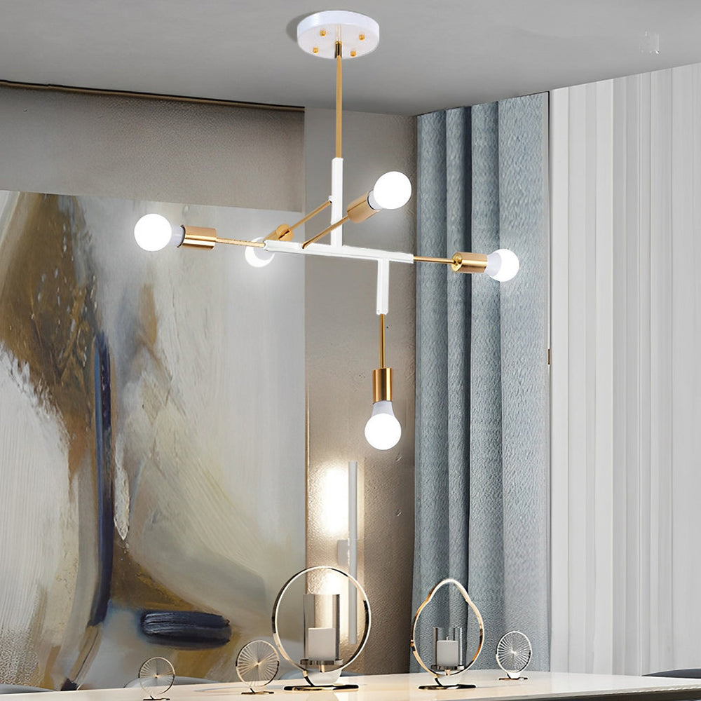 5 Lights LED Creative Branch Electroplated Iron Modern Chandelier Ceiling Light