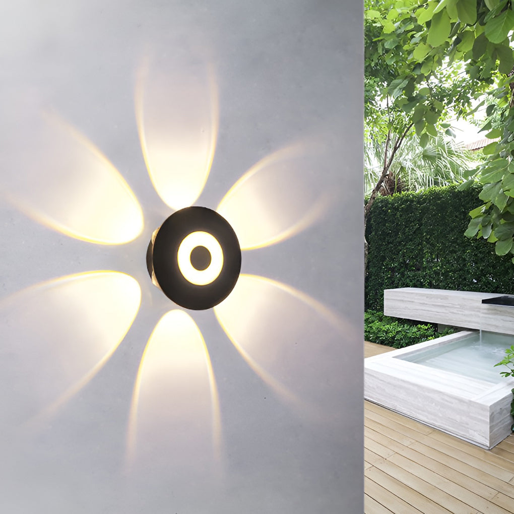 Round Waterproof LED Black Wall Washer Sconce Light